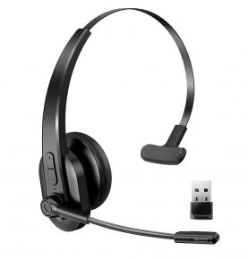 Bluetooth Headset, Sarevile Bluetooth Trucker Headset with Upgraded Microphone Noise Canceling for Trucker, Hand Free Wireless Headset with Adapter for Office Meeting. Widely Compatible for Computer